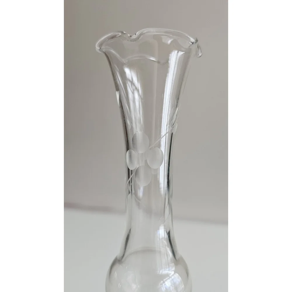 Vintage Watrous Sterling Silver Base Bud Vase Etched Glass Floral Vase 6.5" - Picture 4 of 11
